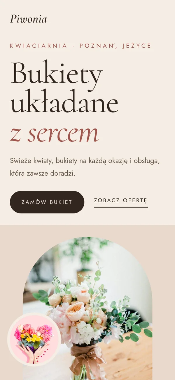 Kwiaciarnia: strona na telefonie